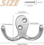 Homanu 34 Pack Coat Hooks, Heavy Duty Double Prong Coat Hooks Wall Mounted - Image 5