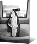 Trendy Black and White Posters Funny Woman Drinking Wine in Bathtub Wall Art by Acqooeakt