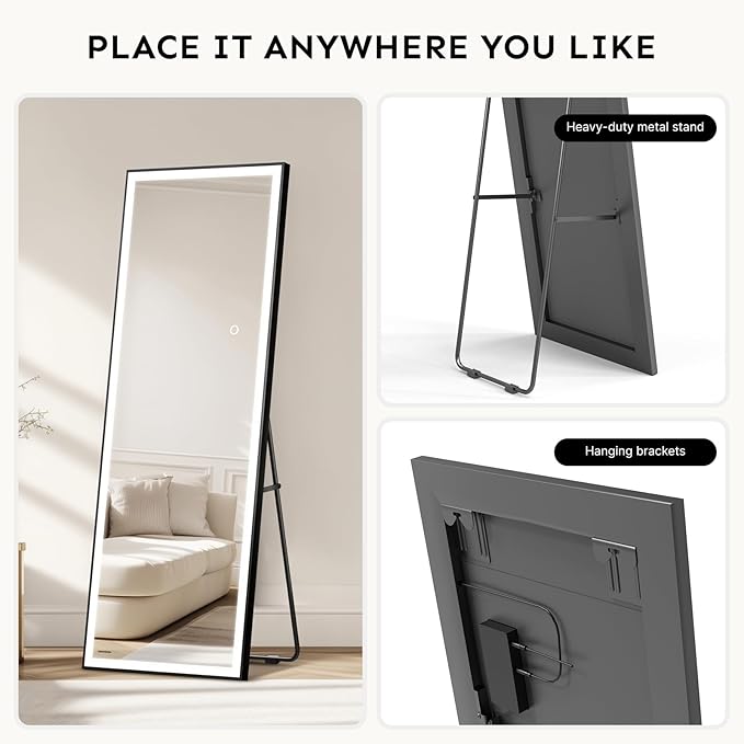 Kosmonia 71x24 Full Length Mirror, Dimmable 3 Color LED Light w/Light Memory - Image 5