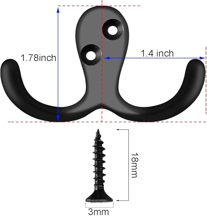 IBosins 28 Pack Heavy Duty Double Prong Coat Hooks Wall Mounted - Image 2