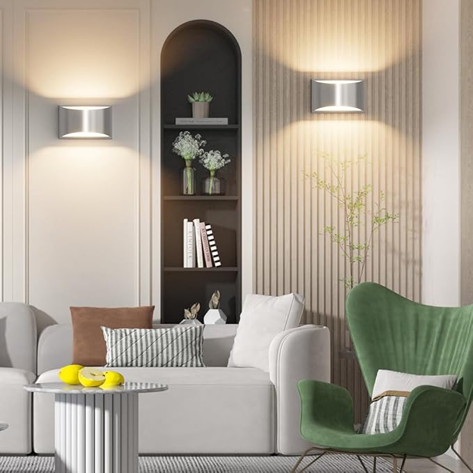 Aipsun Nickel Modern LED Wall Sconce Hardwired Indoor Wall Lights 1 Pack Up and - Image 3