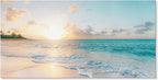 Goldfoilart Ocean Beach Sunset Canvas Wall Art by Goldfoilart