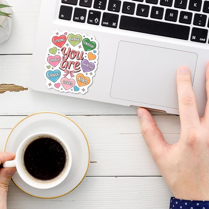 You are Beautiful Worthy You are Enough Stickers 3Pcs Motivational Inspirational Quote Stickers Vinyl Waterproof Decals for Notebook, Tumbler, Laptop and Water Bottle