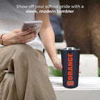 Campus Colors NCAA Stainless Steel Tumbler perfect for Gameday - 18 oz - Double Walled - Keeps Drinks Perfectly Insulated (Syracuse Orange - Navy)