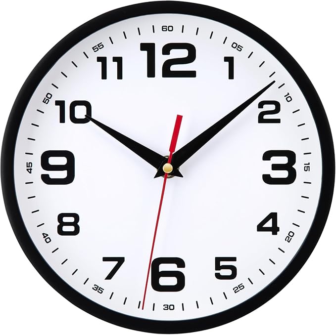 Wall Clock Silent Non-Ticking 10 Inch Clocks Battery Operated Large Numbers by Warminn