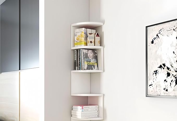 No-Drill Corner Shelf Wall Mount, 5-Tier Floating Corner Bookshelf - Image 7
