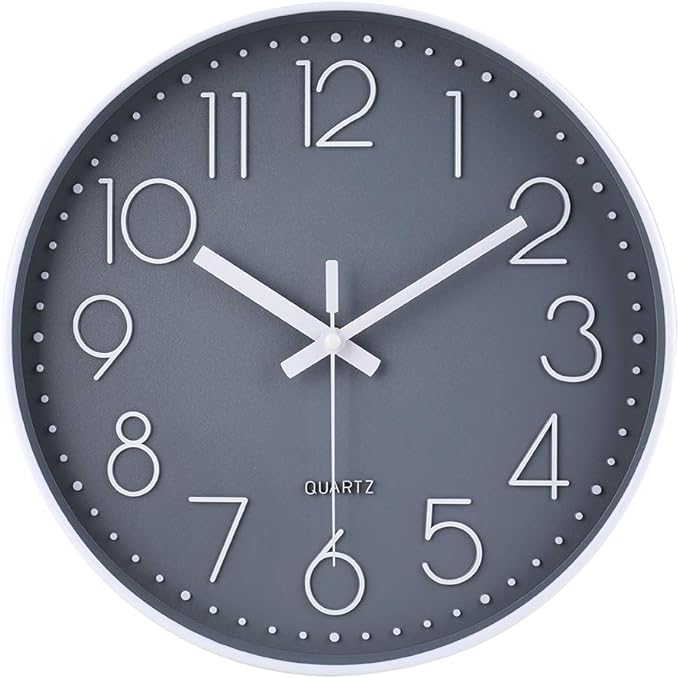 jomparis 13 1/2 Inches Gray Wall Clock Silent Battery Operated Wall Clock by JOMPARIS