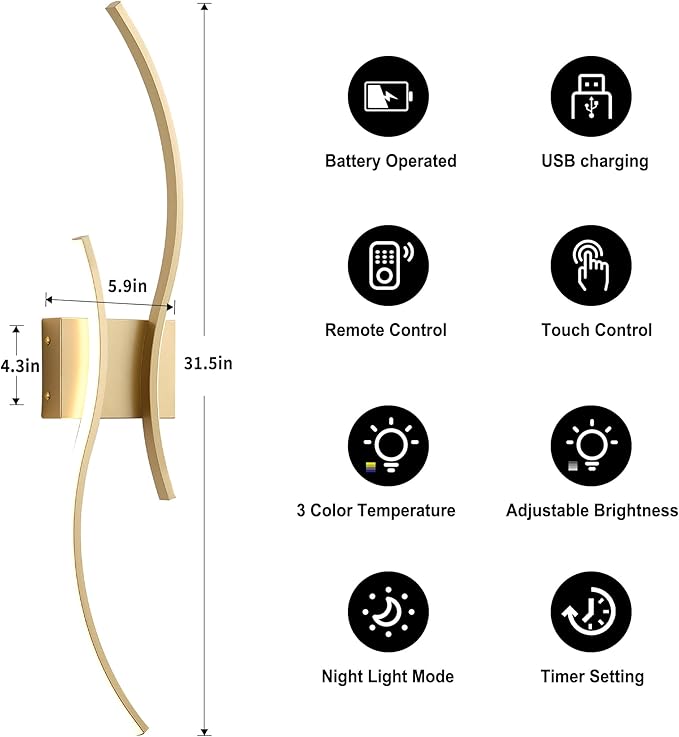Battery Operated Wall Sconces Set of Two - Image 5