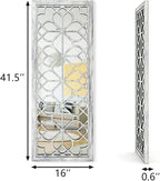 Set of 2 16x41.5 Inch Large Carved Floral Wood Frame Wall Mirrors, Shatterproof - Image 2