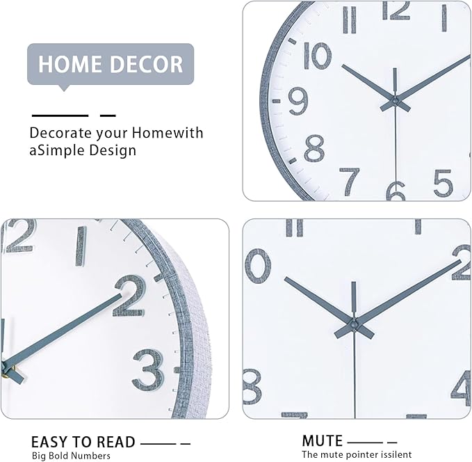Wall Clocks Battery Operated 12 inch Modern Wall Clock, Silent Non Ticking Wall - Image 3