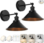 Bailoch Black Vintage Wireless Battery Operated Wall Sconces, Industrial by Bailoch