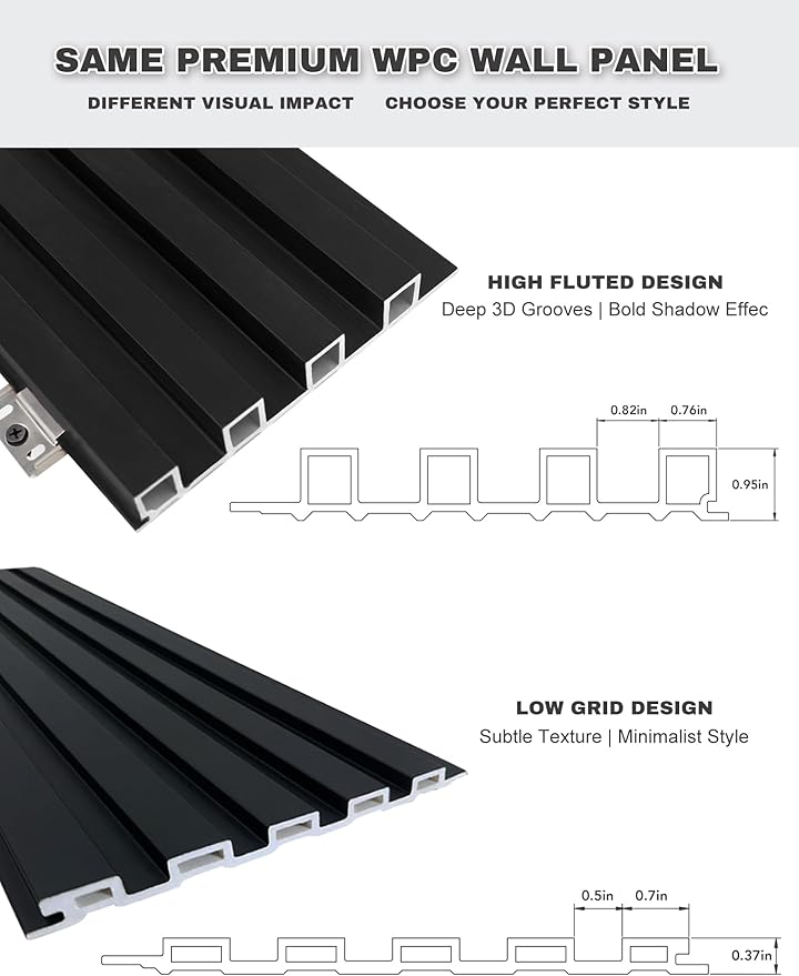Black Wall Panels for Interior Wall Décor Wainscoting Panels 48x6.2x0.4in - Image 3