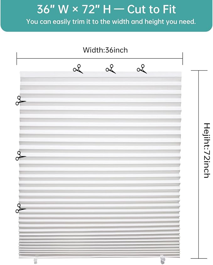 Changshade 12 Pack Temporary Shades, Pleated Paper Blinds - Image 3