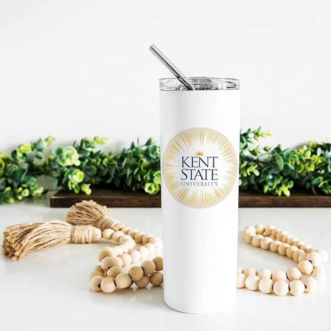 Kent State University Skinny Tumbler, Water Tumbler, Stainless Steel Tumbler, Tumbler Cup, Tumbler with Straw and Lid, Double Wall, Stainless Tumbler (Kent State University #12)