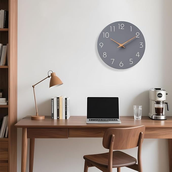 Mosewa Large Wall Clock 16 Inch Gray Modern Silent Non Ticking Battery Operated - Image 7