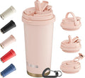16oz Tumbler with 3 in 1 Lid - Travel Coffee Tumbler - 100% Leakproof and Spill Proof for Hot and Cold Drink - Coffee Mug for Travel, Office, School...(Pink)