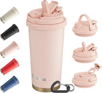 16oz Tumbler with 3 in 1 Lid - Travel Coffee Tumbler - 100% Leakproof and Spill Proof for Hot and Cold Drink - Coffee Mug for Travel, Office, School...(Pink)
