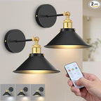 Battery Operated Wall Sconce Set of 2, Vintage Wireless Wall Sconces by Unknown