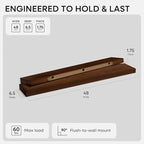 Homeforia 48 inch Walnut Floating Shelf, High End Solid Real Wood Large 48inch - Image 2
