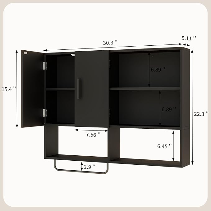 Medicine Cabinet, Wooden Bathroom Wall Cabinet - Image 2