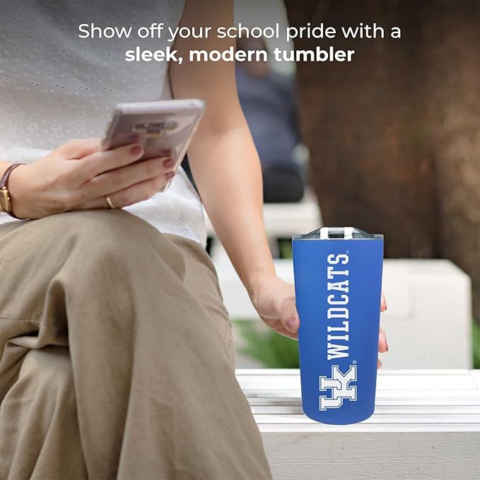 Campus Colors NCAA Stainless Steel Tumbler perfect for Gameday - 18 oz - Double Walled - Keeps Drinks Perfectly Insulated (Kentucky Wildcats - Royal)