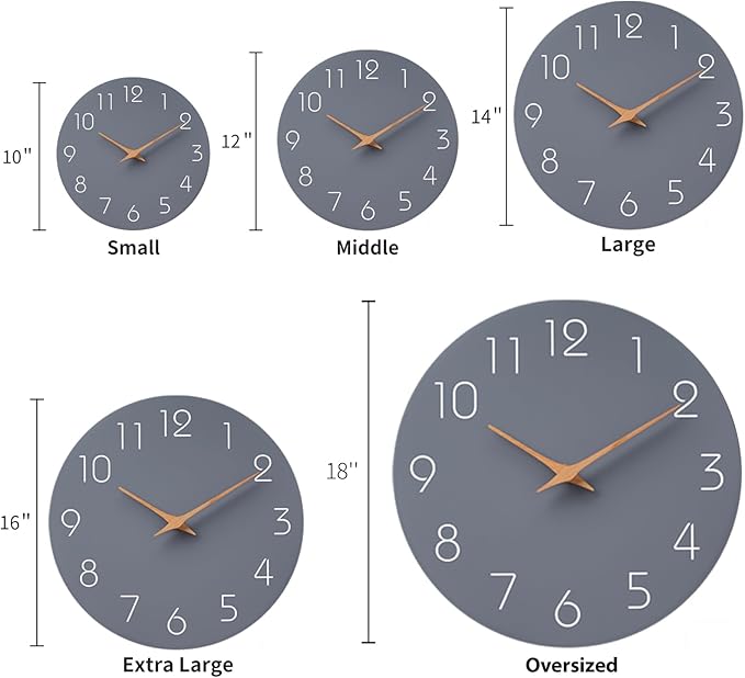 Mosewa Large Wall Clock 18 Inch Gray Modern Flatwood Silent Non Ticking Battery - Image 3