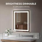 USHOWER LED Bathroom Mirror 24x32 Inch Tempered Glass - Image 3