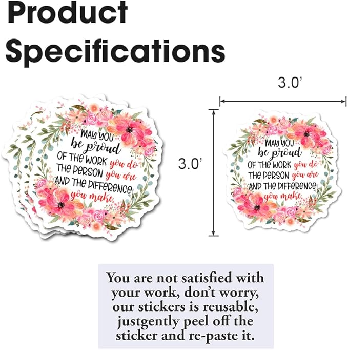 May You Be Proud of The Work You Do Stickers 3Pcs Motivational Inspirational Quote Stickers Vinyl Waterproof Decals for Notebook, Tumbler, Laptop and Water Bottle (May You Be)