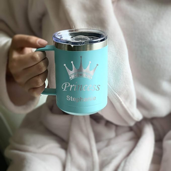 LaserGram 15oz Vacuum Insulated Coffee Mug, High Wing Airplane, Personalized Engraving Included (Light Blue)