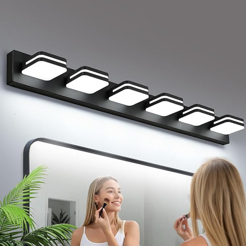 360° Rotate LED Bathroom Vanity Light Fixtures, 2500LM Acrylic Matte Black by Torondo