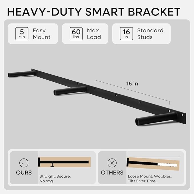 Homeforia 60 inch Natural Floating Shelf, High End Solid Real Wood 60inch Small - Image 5