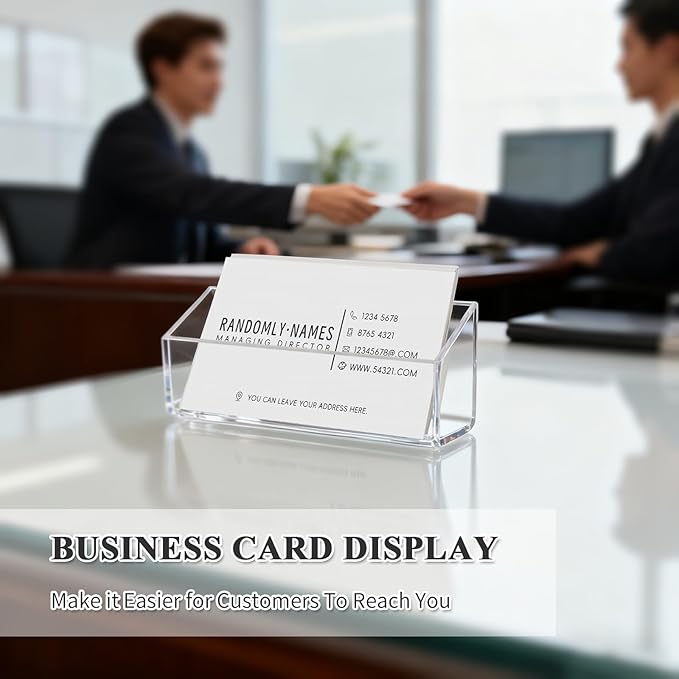 4 Pack Acrylic Business Card Holder, Wall Mount Name Card Holder, Office - Image 5