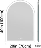 Arched Bathroom Mirror with Lights 28"x40"- Frameless LED Mirror - Image 9