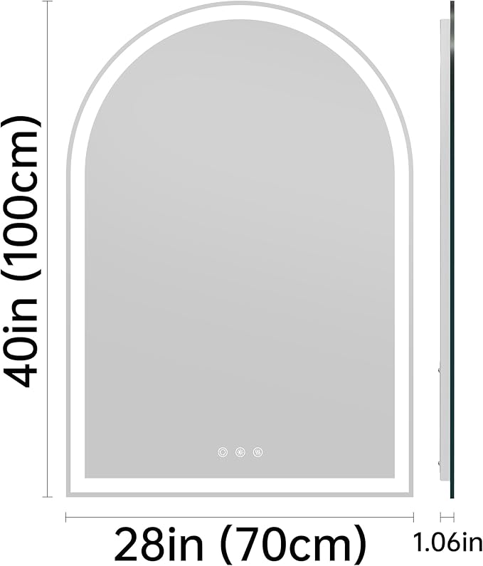 Arched Bathroom Mirror with Lights 28"x40"- Frameless LED Mirror - Image 9