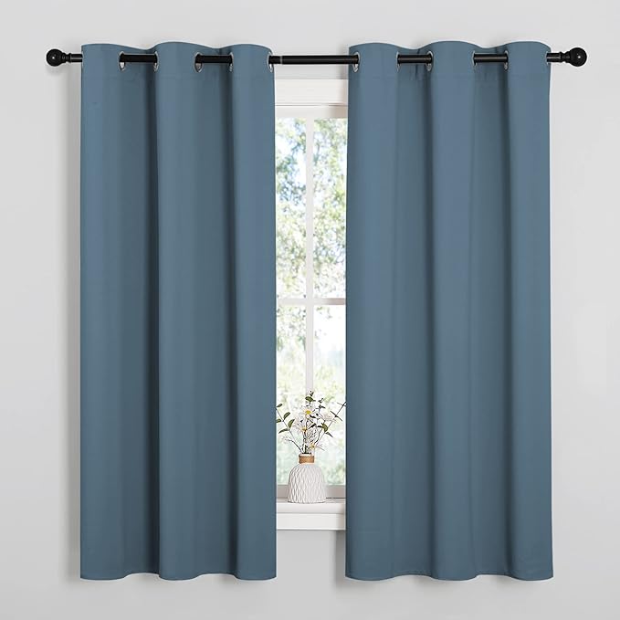 NICETOWN Smoky Blue Blackout Curtains 48 inches Length by NICETOWN