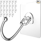 Latoxcaa Large Adhesive Hooks 24-Pack, Heavy Duty 44lb Wall Hooks by Latoxcaa-SpaceMaster