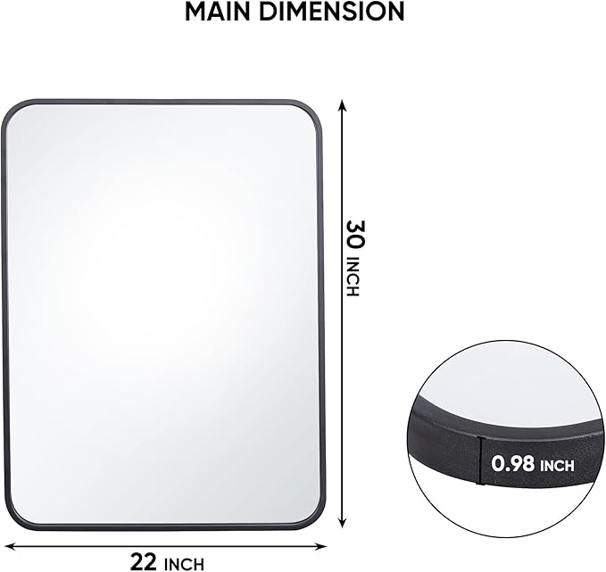 ZenStyle 2 Packs Black Metal Framed Rectangular Wall Mirror 22" x 30" Bathroom - Image 3