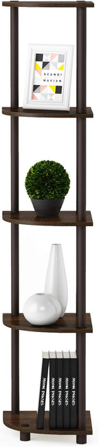 Furinno TURN-N-TUBE Corner Shelf Set of 2, 5-Tier Corner Bookshelf, Open - Image 6