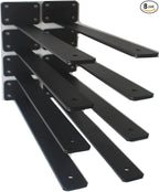 8 Pack - 14 inch Black Hidden L Shelf Bracket Iron Floating Shelf Brackets by MHMYDZ