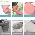 TakeToday Collapsible Travel Cup - Silicone Foldable Water Cup, BPA-Free with Lid & Waterproof Bag - Drinking Cup Set for Camping, Outdoors & International Travel（8 Oz, Lowcountry Peach）