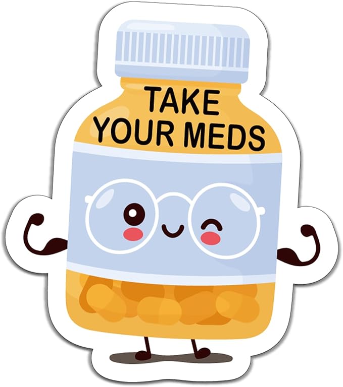 YAZMEEN 20 Pcs Cute Medical Nurse Stickers 2.5'' Take Your Meds Stickers Funny Decorative Decals for Water Bottle Laptop Phone Appreciation Gifts for Pharmacy Pharmacist Nurse Doctor Medical Work