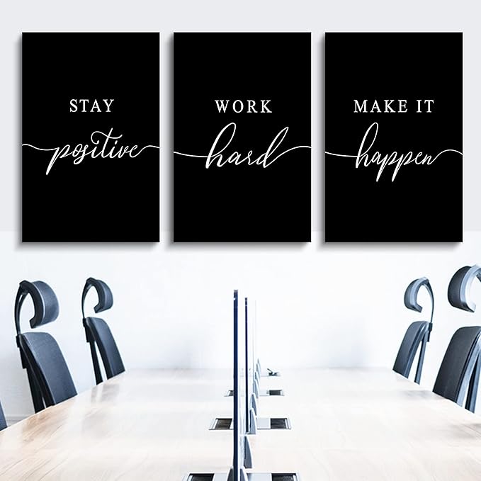 Work Hard Painting, Framed Canvas Wall Art Positive Quote, Office Wall Art - Image 3