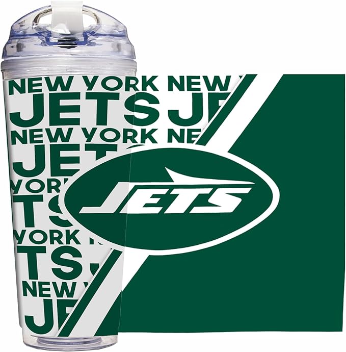 NFL Football 24oz Acrylic Tumbler with Hinged Lid, Officially Licensed Double Wall Tumbler for NFL Fans