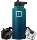 IRON °FLASK Camping & Hiking Hydration Flask with Straw, Wide Mouth Insulated Stainless Steel Sports Water Bottle - 32 oz Dark Night