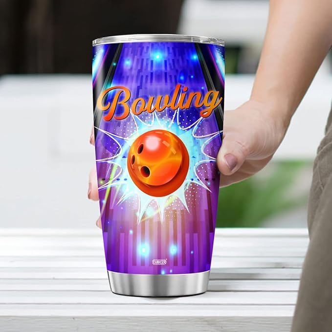 CUBICER Bowling Coffee Mugs Bowling Ball Tumbler Stainless Steel Tumblers Travel Insulated Mug 20 Oz Cup Gifts For Women Men On Christmas Birthday Party Supplies Home Decorations