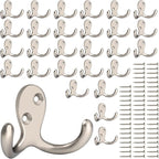 IBosins 28 Pack Heavy Duty Double Prong Coat Hooks Wall Mounted by IBosins