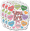 You are Beautiful Worthy You are Enough Stickers 3Pcs Motivational Inspirational Quote Stickers Vinyl Waterproof Decals for Notebook, Tumbler, Laptop and Water Bottle