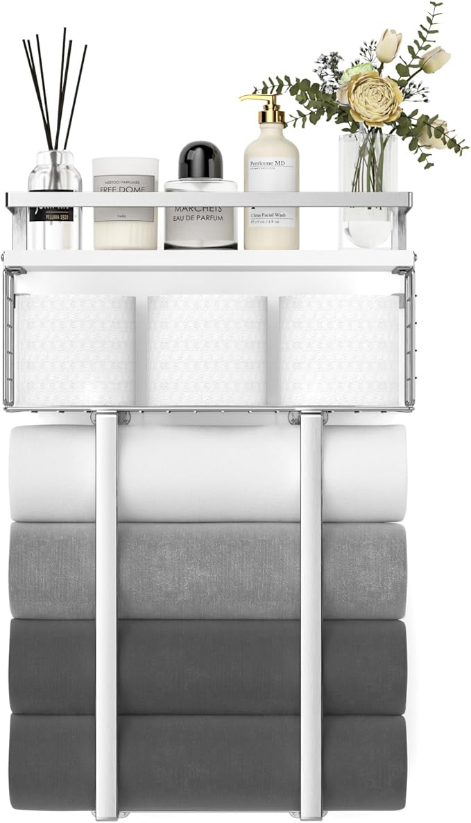 Towel Racks for Bathroom, Bathroom Shelf Over Toilet, Floating Shelves - Image 8