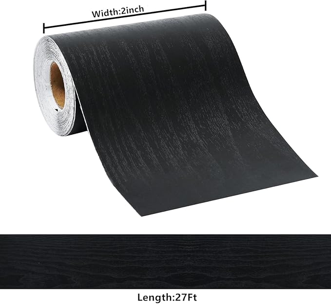 DESOMINOR 27FT Black Border Peel and Stick Black Wood Grain Wallpaper Border - Image 5