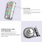 xigua 20oz Tumbler with Lid and Straw, Stainless Steel Vacuum Insulated Water Coffee Tumbler Cup, Beautiful Pink Flamingo Travel Mug Thermal Cup for Hot and Cold Drinks